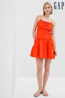Gap Orange Crinkle Gauze Tiered Sleeveless Mini Dress (K42223) | €18.50