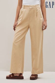 Gap Beige Linen Blend Pleated Trousers (K42237) | €23