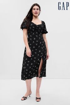 Gap Black Puff Short Sleeve Slit Dress (K42347) | €37