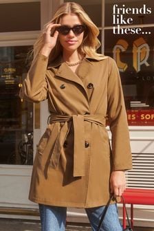 Friends Like These Camel Belted Double Breasted Trench Coat (K42605) | 240 zł