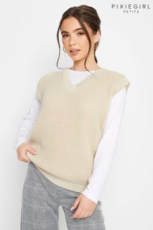 PixieGirl Petite Neutral V-Neck Knitted Vest (K42652) | €12