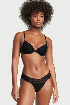 Victoria's Secret Black Posey Lace Waist Thong Knickers (K42766) | €11