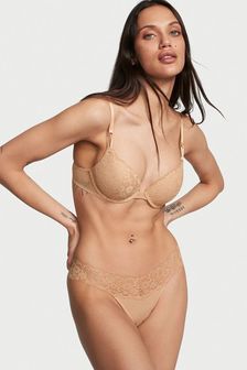 Victoria's Secret Praline Nude Posey Lace Waist Thong Knickers (K42781) | €13