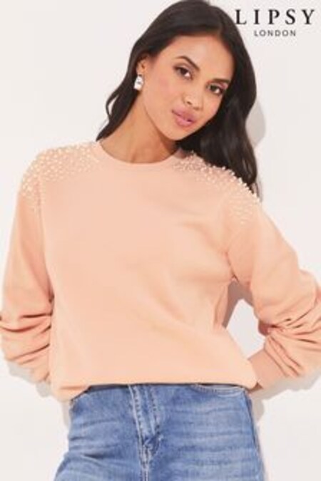 Lipsy Pink Pearl Crew Neck Sweatshirt (K42830) | 41 €