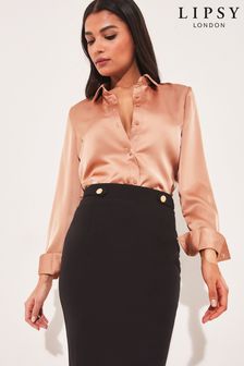 Lipsy Black Tab Button Midi Skirt (K42836) | INR 2,780