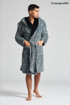 Loungeable Grey 2 Tone Hooded Shawl Dressing Gown (K43161) | INR 4,747