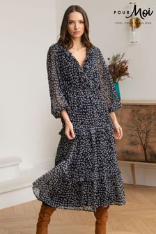 Pour Moi Lily Midaxi-Kleid aus Chiffon mit rüschen (K43281) | 101 €