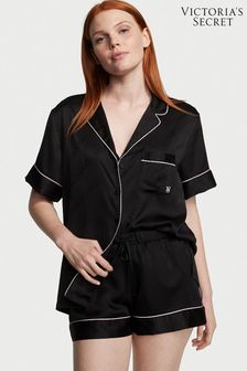 Victoria's Secret Black Diagonal Stripe Satin Short Pyjamas (K43396) | €75