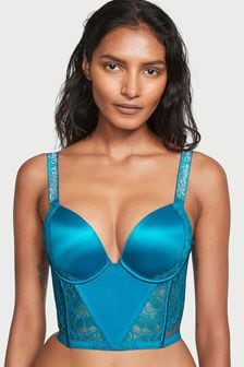 Victoria's Secret Evening Tide Blue Shine Strap Lace Push Up Bra Top (K43414) | €107