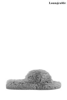 Loungeable Grey Super Fluffy Crossover Slipper (K43574) | €18.50