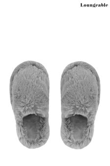 Loungeable Grey Super Chunky Closed Toe Mule Slippers (K43578) | €20.50