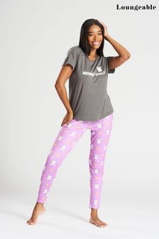 Loungeable Purple - Midnight snack' Boxy T-Shirt & Leggings PJ Set (K43597) | €12.50