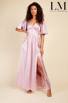 Little Mistress Pink Spot Button Detail Maxi Dress (K43710) | €32
