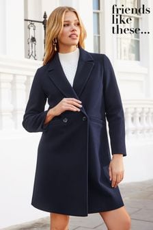 Friends Like These Navy Blue Petite Tailored Double Breasted Coat (K43754) | $104