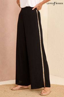 Черный - Легкие брюки с широкими штанинами по бокам Love & Roses (K43760) | €55