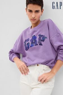 Gap Purple Floral Logo Dropped Shoulder Sweatshirt (K43800) | €27