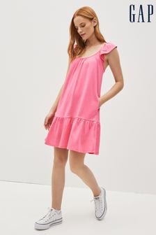 Gap Pink Ruffle Hem Crew Neck Mini Dress (K43808) | €17