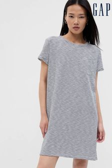 Gap Black/White Stripe Pocket Short Sleeve T-Shirt Dress (K43843) | 37 €