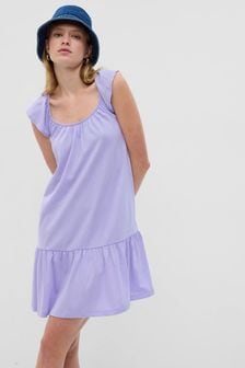 Gap Purple Ruffle Hem Crew Neck Mini Dress (K43894) | €17