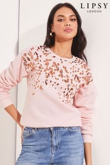 Roze met dierenprint - Lipsy Crew Neck Sweatshirt (K43908) | €31