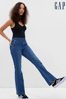 Dunkelblaue Waschung - Gap Ausgestellte Stretch-Jeans im Stil der 70er mit hohem Bund (K44037) | 78 €