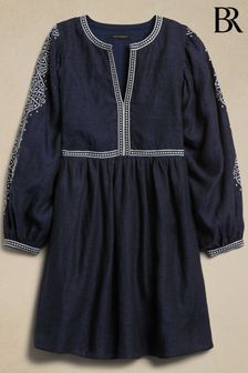 Banana Republic Blue Jeanne Linen Tunic Mini Dress (K44238) | €124