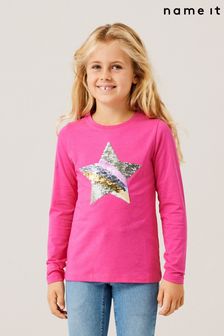 Розовый - Топ для девочек со звездой из пайеток Name It (K44372) | €16