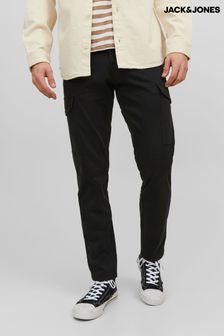 JACK & JONES Black Slim Fit Cargo Trousers (K44933) | LEI 286