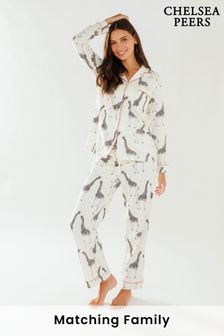 Chelsea Peers Cream Maternity Organic Cotton Button Up Long Pyjama Set (K45163) | €55