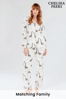 Chelsea Peers Cream Organic Cotton Button Up Long Pyjama Set - Women's (K45231) | 74 €