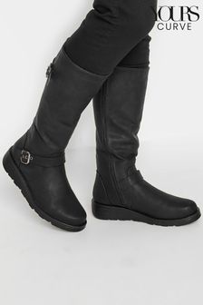 Yours Curve Black Extra-Wide Fit Wedge Boot (K45277) | €27