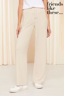 Friends Like These Nude Pink Cosy Jersey Wide Leg Rib Trousers (K45461) | OMR14