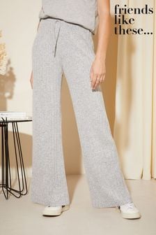 Friends Like These Grey Cosy Jersey Wide Leg Rib Trousers (K45462) | AED155