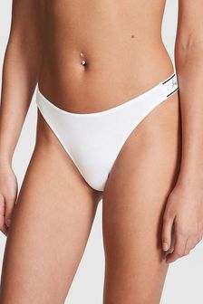 Victoria's Secret PINK Optic White Cotton Logo Scoop Thong Knickers (K45526) | €10.50