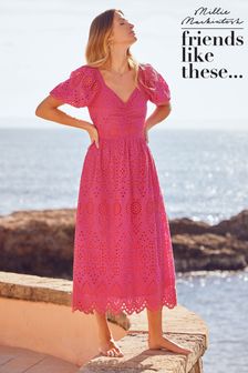 Friends Like These Pink All Over Broderie Sweetheart Midi Dress (K45815) | TRY 1.183