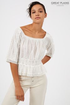 Great Plains Summer Embroidery Square Neck Top