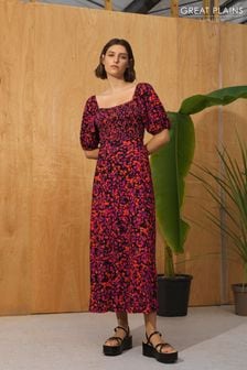 黑色花彩 - Great Plains Grenada平織罩衫式上衣連衣裙 (K45872) | NT$3,030