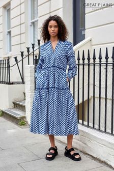 Great Plains Navy Blue & White Aspen Bloom Tiered Dress (K45876) | €122