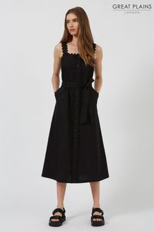 Great Plains Black Summer Ric Rac Midi Dress (K45885) | €49