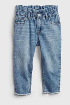 Gap Mid Wash Blue Elasticated Paperbag Raw Hem Mom Jeans (12mths-5yrs) (K45911) | kr260