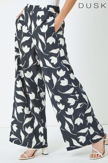 Dusk Black & White Floral Print Wide Leg Trousers (K45943) | €23