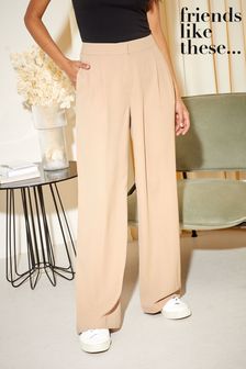 Cămilă - Pantaloni Friends Like These Premium eleganți cu croi larg (K46175) | 221 LEI