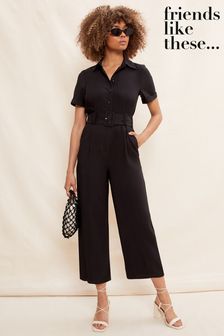 Friends Like These Utility Belted Short Sleeve Wide Leg Jumpsuit