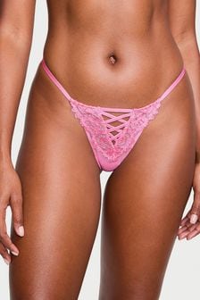 Victoria's Secret Tickled Pink Boho Floral Thong Embroidered Knickers (K46623) | €32