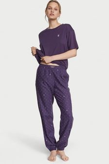 Victoria's Secret Valiant Purple Logo Pin Dot Long Cuffed Pyjamas (K46780) | €56