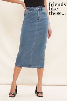 Friends Like These Blue Denim Pocket Summer Midi Skirt (K46827) | 49 €