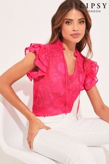 Lipsy Pretty Frill Neck Tie Ruffle Short Sleeve Shell Top (K47039) | 21 €