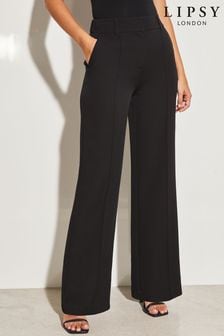 Negru - Pantaloni eleganți largi din țesătură Lipsy (K47047) | 266 LEI