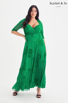 Scarlett & Jo Green Floral Elizabeth Mesh Maxi Dress (K47112) | €64