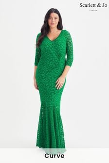 Scarlett & Jo Green Fishtail Printed Maxi Dress (K47122) | €47